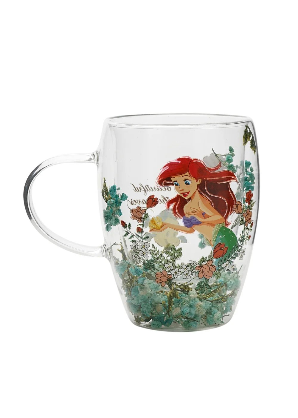Disney Pastel Princess Floral Decorative Green Glass Mug Ariel - One Size Image 2