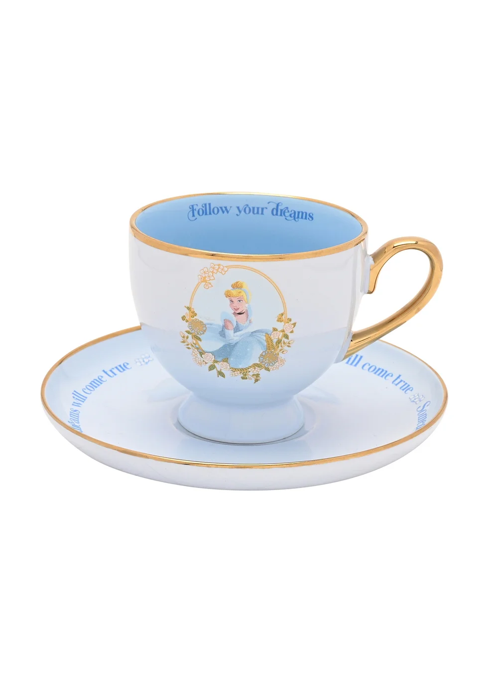 Disney Pastel Princess Blue Tea Cup & Saucer Cinderella - One Size Image 2