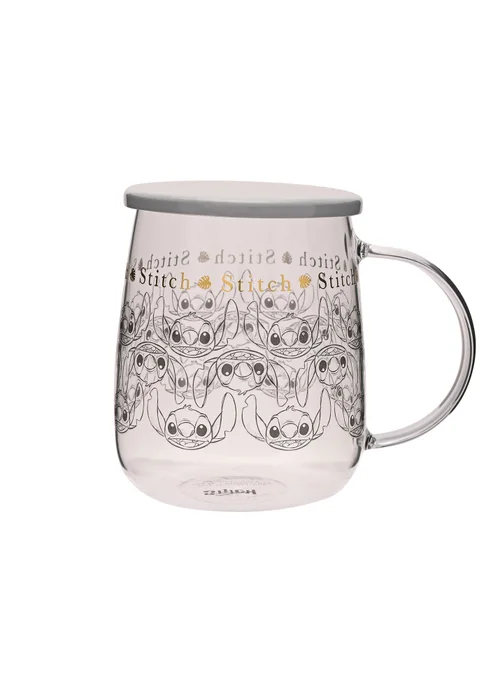 Disney Classic Collectable Glass Mug With Lid Stitch - One Size Image 2