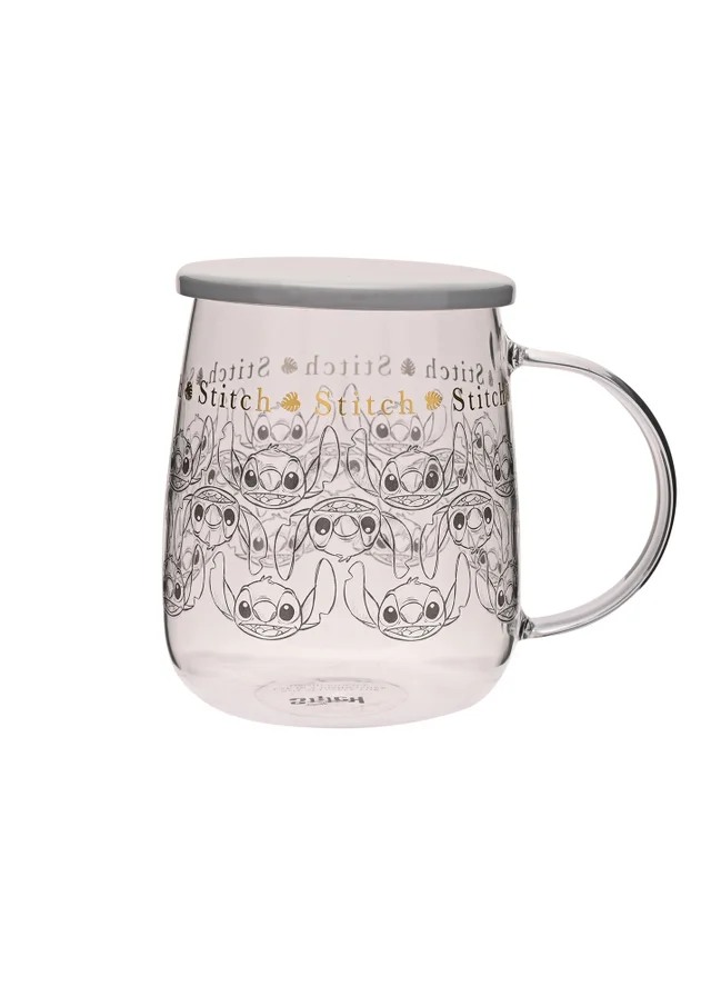 Disney Classic Collectable Glass Mug With Lid Stitch
