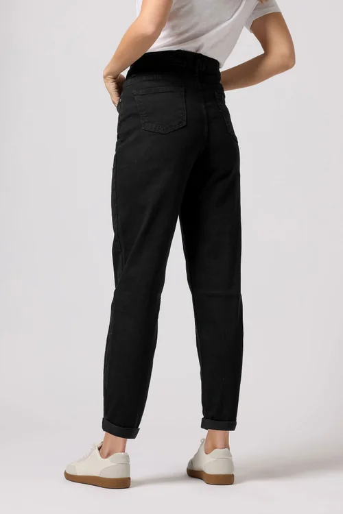 M&Co Black Denim Mom Jeans - 30-32 Image 3