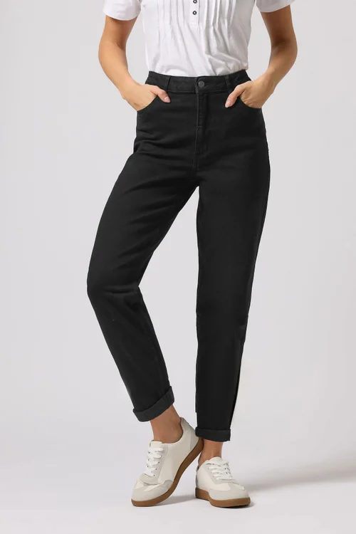 M&Co Black Denim Mom Jeans - 30-32 Image 2