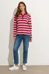 M&Co Red & Pink Cotton Stripe Polo Shirt - Size 18 Image 3