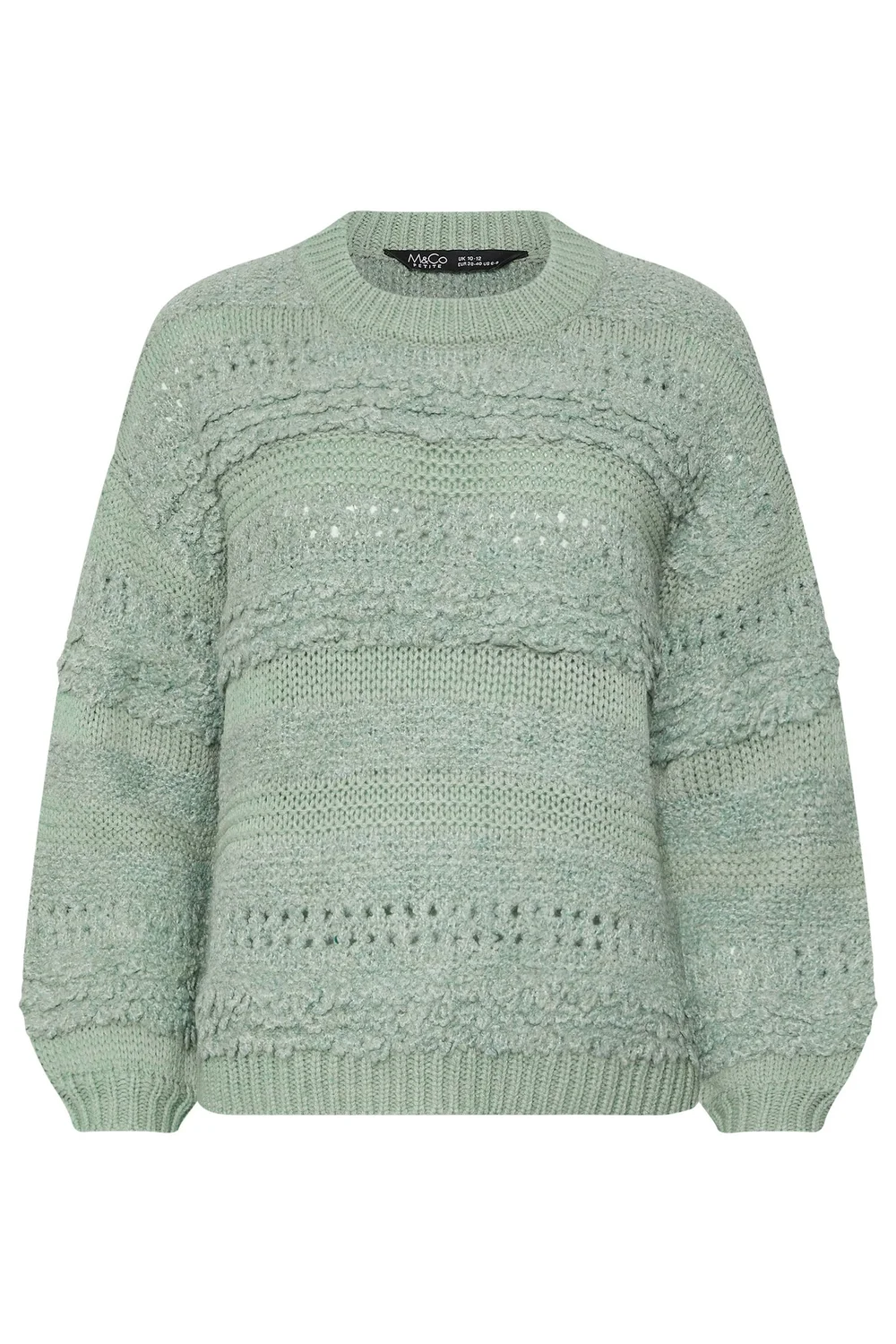 M&Co Petite Sage Green Textured Boucle Knit Jumper - 12-14 Image 5