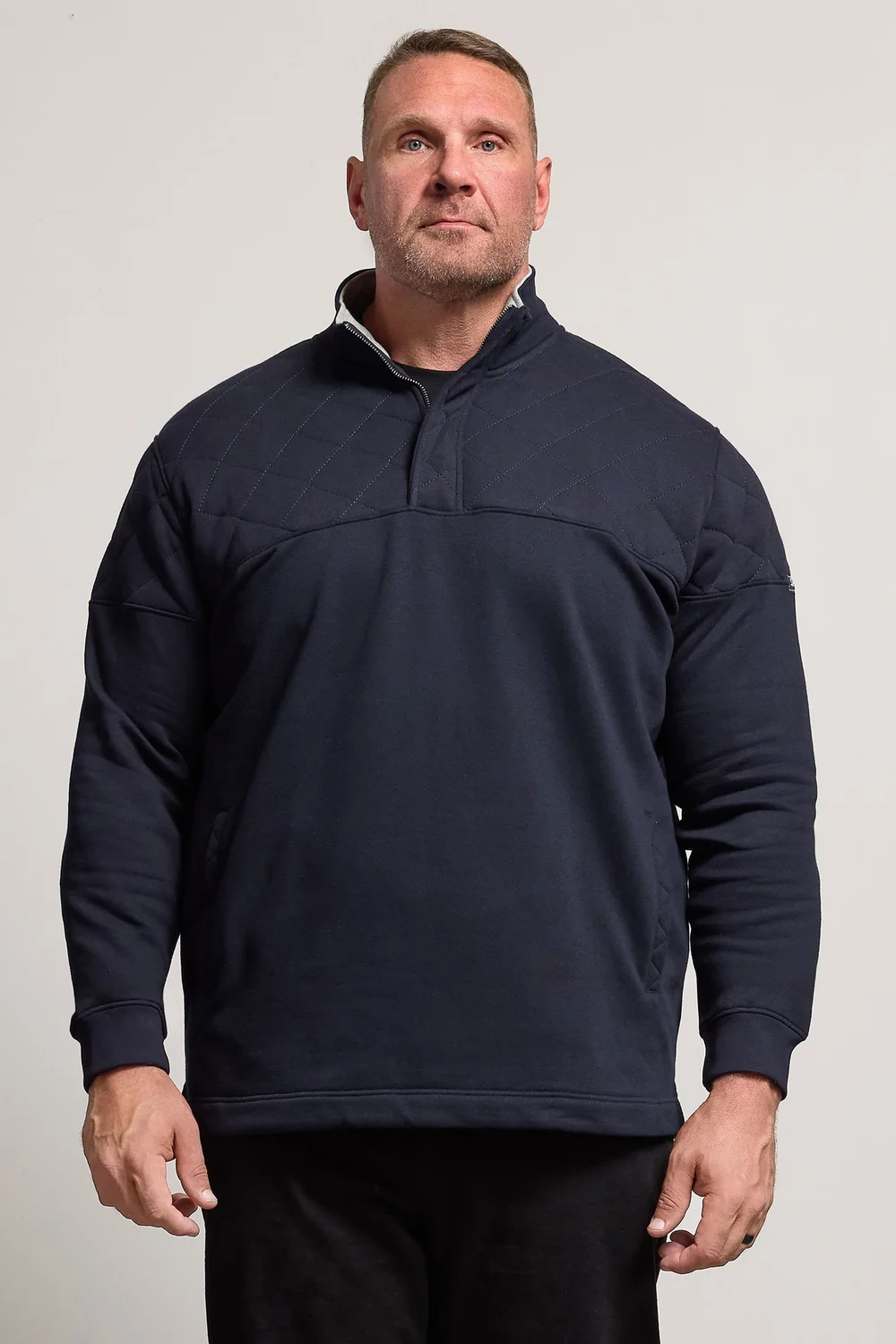 BadRhino Navy Blue Diamond Quilted Quarter Zip Sweatshirt - L Image 1