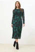 M&Co Teal Green Floral Mesh Twist Side Dress - 18 Image 1