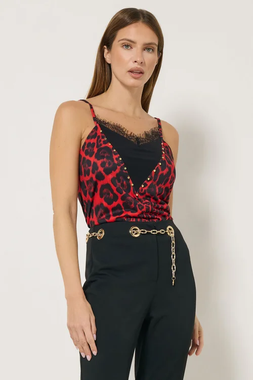 Star By Julien Macdonald Red Leopard Print Cami Top - Size 14 Image 2