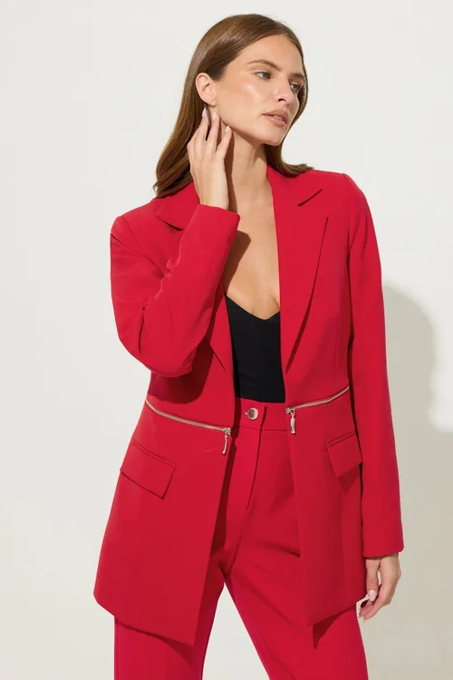 Star By Julien Macdonald Red Zip Waist 2-In-1 Blazer - 20 Image 3
