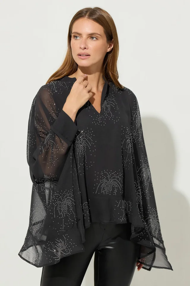 Star By Julien Macdonald Black Embellished Cape Blouse