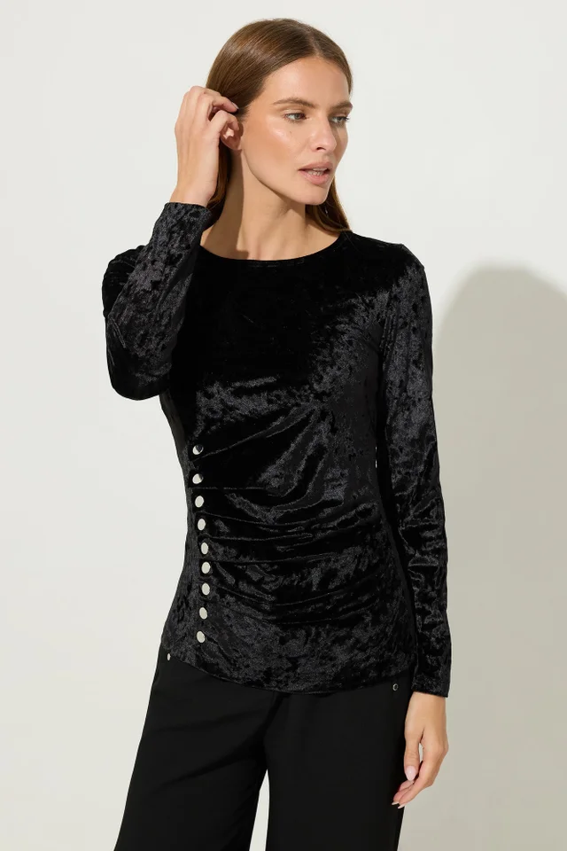 Star By Julien Macdonald Black Velvet Button Detail Top