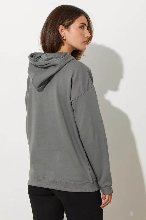 Long Tall Sally Charcoal Grey Drawstring Hoodie - Size 8 Image 4