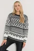 Long Tall Sally Black & White Fairisle Jumper - Size 18-20 Image 1