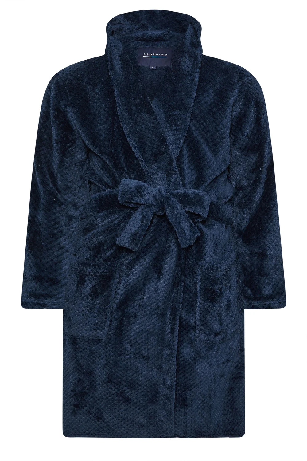 BadRhino Navy Blue Textured Fleece Dressing Gown - 3XL Image 4