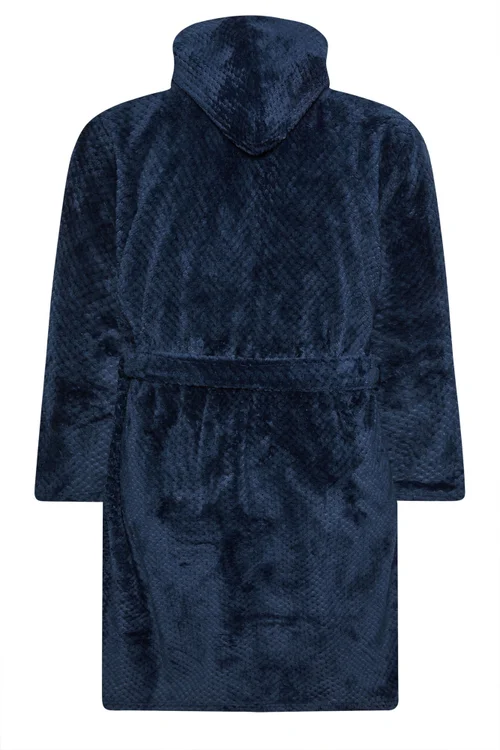 BadRhino Navy Blue Textured Fleece Dressing Gown - 3XL Image 5