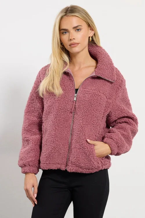 M&Co Petite Pink Zip Through Fleece Jacket - 14 Image 1