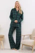 Long Tall Sally Navy Blue & Green Cotton Check Pyjama Set - Size 18-20 Image 2