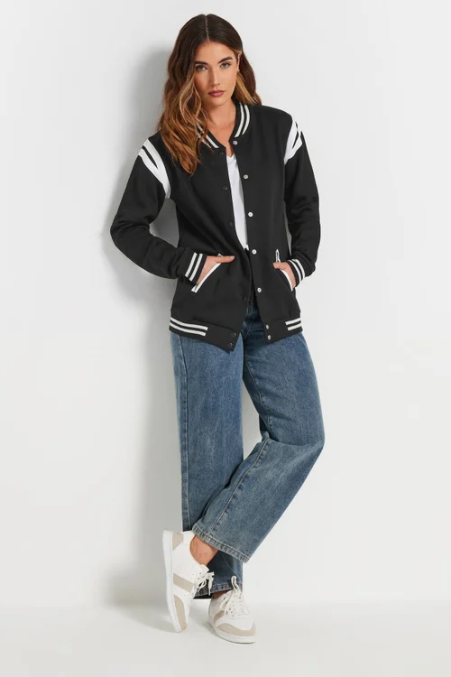 Long Tall Sally Black Varsity Bomber Jacket - 16 Image 3