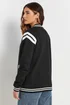 Long Tall Sally Black Varsity Bomber Jacket - 16 Image 4