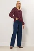Long Tall Sally Burgundy Red Animal Burnout Tie Blouse - Size 12 Image 2