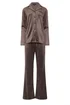 Long Tall Sally Chocolate Brown Super Soft Button Pyjama Set - Size 18-20 Image 5