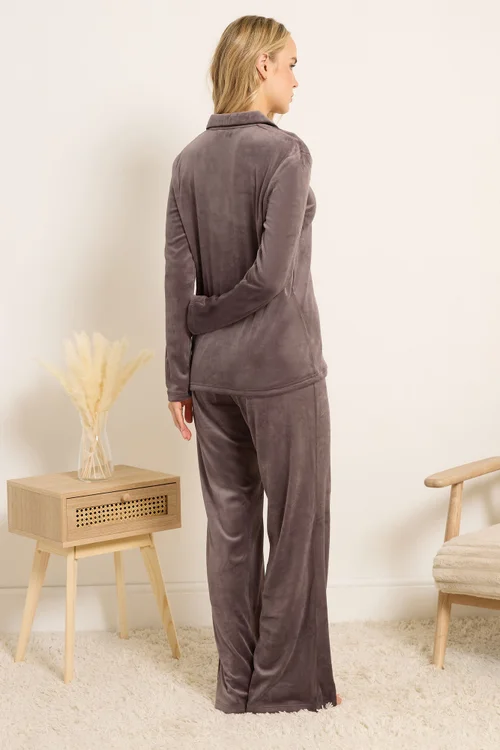 Long Tall Sally Chocolate Brown Super Soft Button Pyjama Set - Size 18-20 Image 3