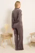 Long Tall Sally Chocolate Brown Super Soft Button Pyjama Set - Size 18-20 Image 3