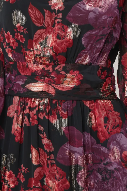 Long Tall Sally Black Rose Jacquard Metallic Maxi Dress - 12 Image 4