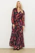Long Tall Sally Black Rose Jacquard Metallic Maxi Dress - 12 Image 1
