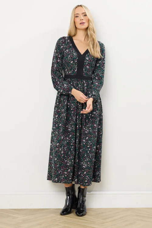 Long Tall Sally Dark Green Floral Lace Trim Maxi Dress - 18 Image 2