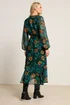Long Tall Sally Dark Green Floral Chiffon Dobby Dress - 16 Image 3