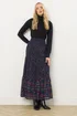 Long Tall Sally Navy Blue Floral Border Tiered Maxi Skirt - Size 18 Image 1