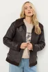 Long Tall Sally Chocolate Brown Aviator Jacket - 14 Image 2
