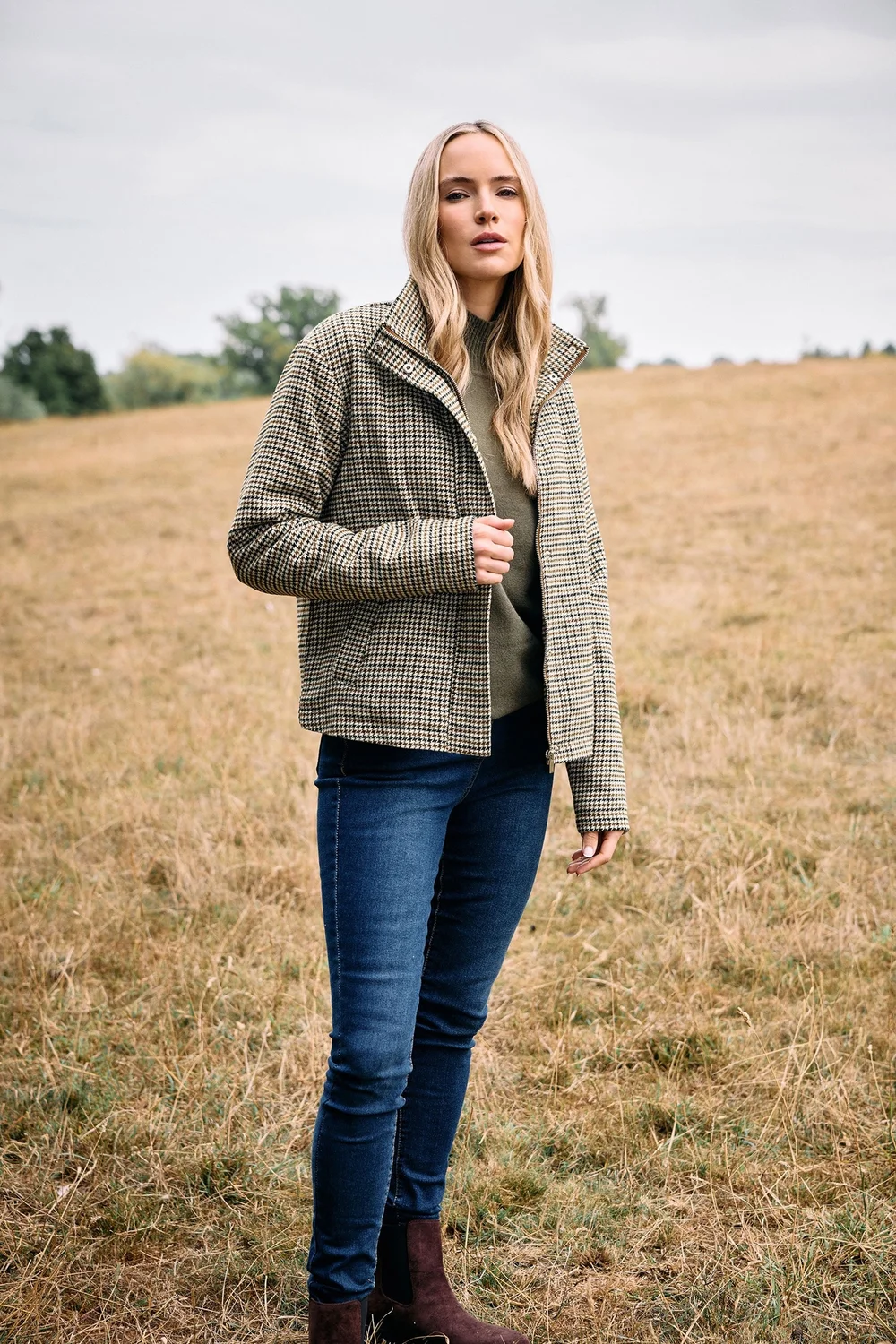 Long Tall Sally Brown Check Funnel Neck Coat - 14 Image 1