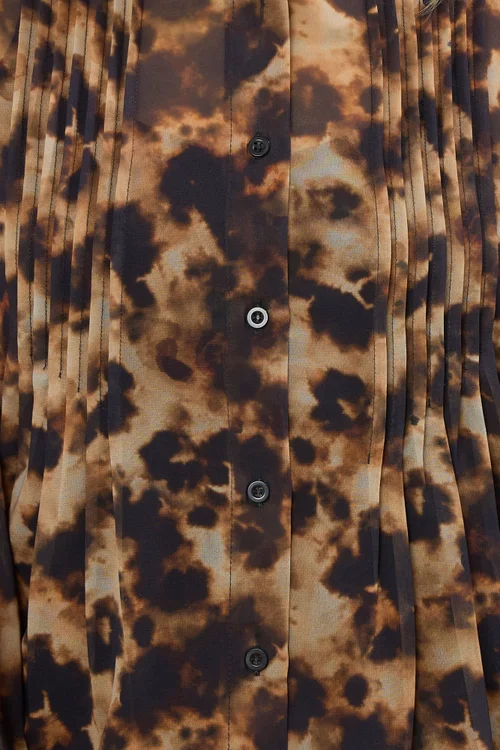 Long Tall Sally Brown Marble Sheer Pintuck Blouse - Size 12 Image 4