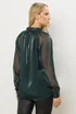 Long Tall Sally Dark Green Organza Tie Neck Blouse - Size 14 Image 4