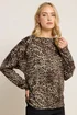 Long Tall Sally Brown Animal Print Batwing Top - Size 14 Image 1