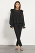 PixieGirl Petite Black Frill Shoulder Chiffon Blouse - Size 12 Image 2