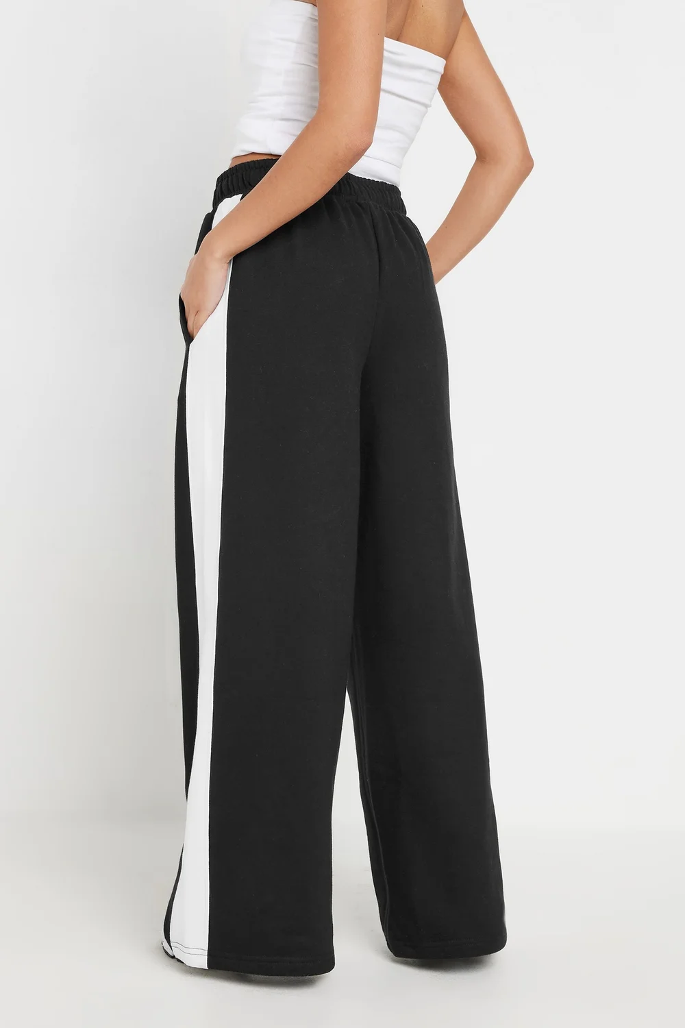 PixieGirl Petite Black Side Striped Wide Leg Joggers - 14 Image 4