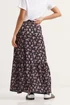PixieGirl Petite Black Ditsy Floral Tiered Maxi Skirt - Size 12 Image 3