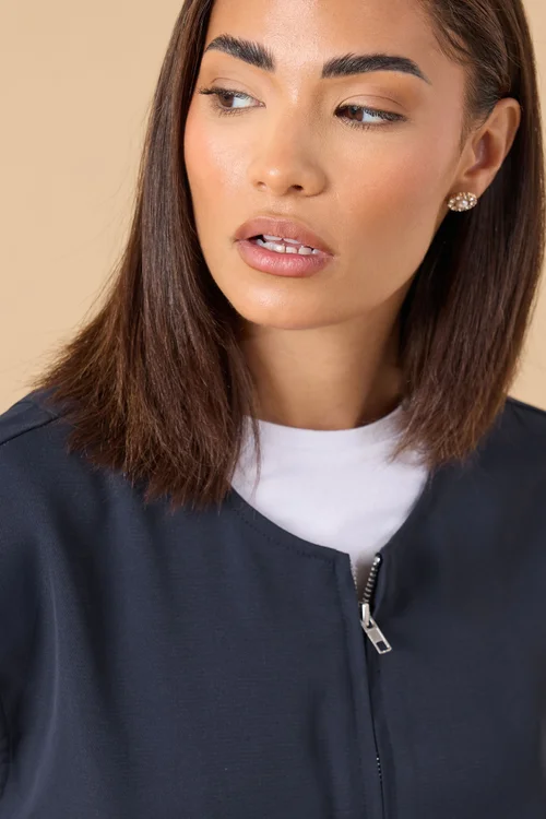 PixieGirl Petite Navy Blue Contrast Sleeveless Jacket Top - Size 14 Image 4