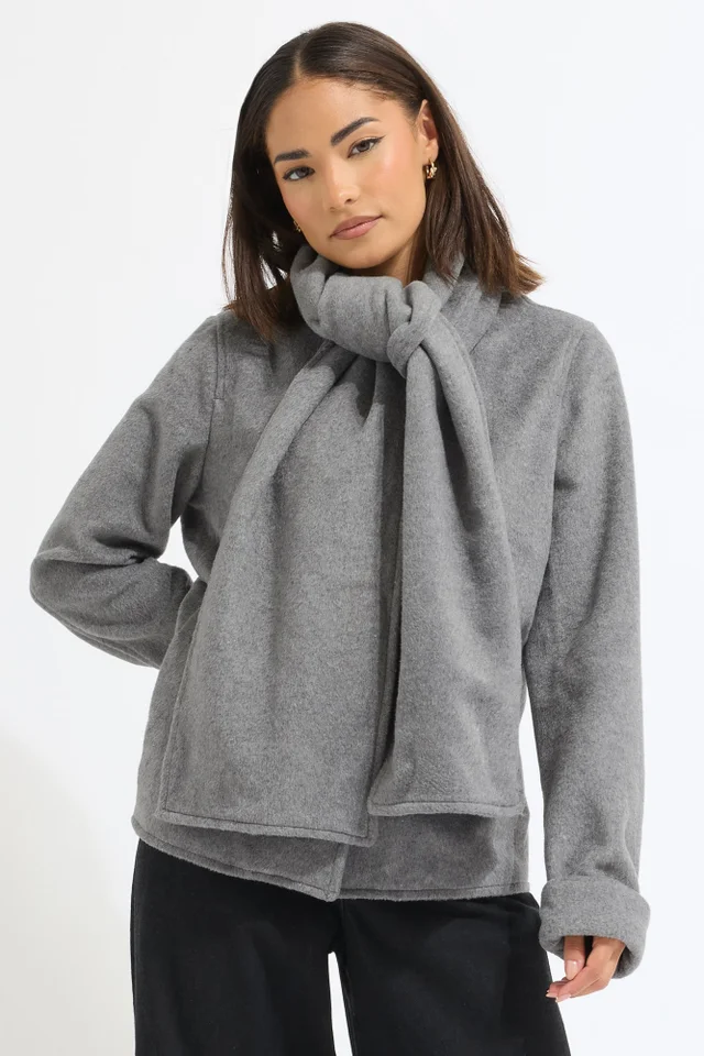 PixieGirl Petite Dark Grey Formal Scarf Coat