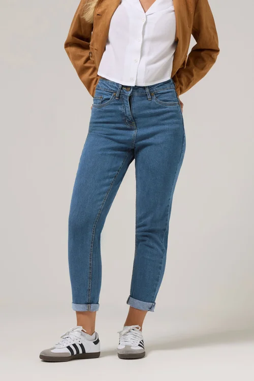 PixieGirl Petite Mid Blue Stretch Denim Mom Jeans - 10/L27 Image 2