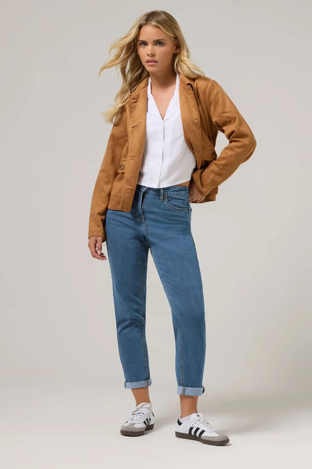 PixieGirl Petite Mid Blue Stretch Denim Mom Jeans - 10/L27 Image 1