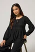 PixieGirl Petite Black Tie Front Smock Top - Size 6 Image 1