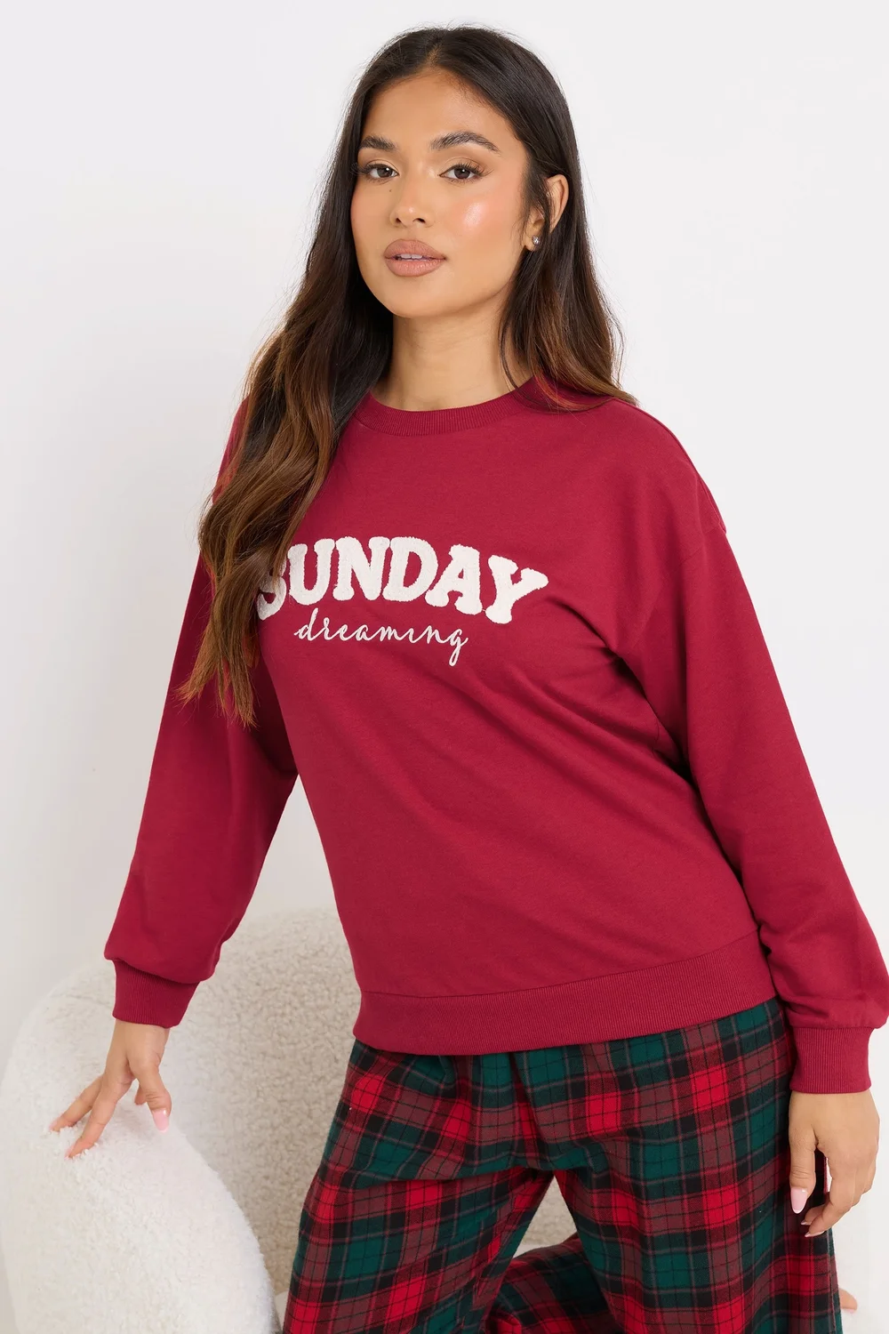 PixieGirl Petite Red 'Sunday Dreaming' Slogan Lounge Top - Size 6-8 Image 1