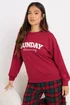PixieGirl Petite Red 'Sunday Dreaming' Slogan Lounge Top - Size 6-8 Image 1