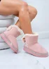 Love Lemonade Pink Crystal Faux Fur Bow Ankle Boots - Size 3 Image 4
