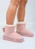 Love Lemonade Pink Crystal Faux Fur Bow Ankle Boots - Size 3 Image 3