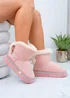 Love Lemonade Pink Crystal Faux Fur Bow Ankle Boots - Size 3 Image 2