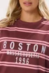 Yours Curve Red 'Boston' Slogan Stripe Sweatshirt - 18 Image 4